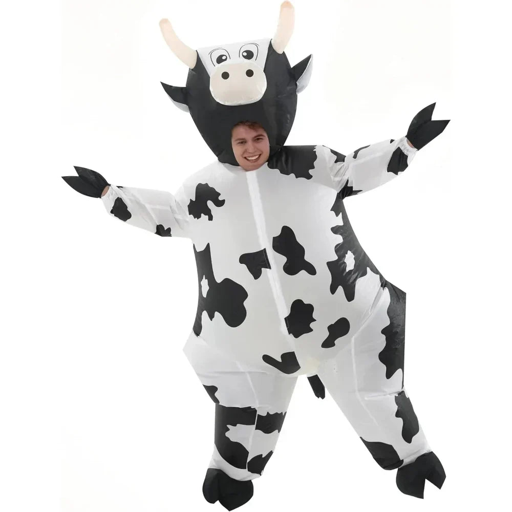 Adult Inflatable Cow Costume Funny Animal Outfit for Halloween Parties