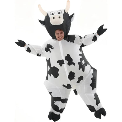 Adult Inflatable Cow Costume Funny Animal Outfit for Halloween Parties