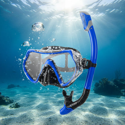 Adult Snorkel Mask Set with Dry Snorkel Adjustable Strap and Panoramic View