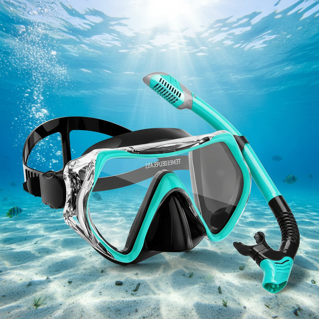 Adult Snorkel Mask Set with Dry Snorkel Adjustable Strap and Panoramic View