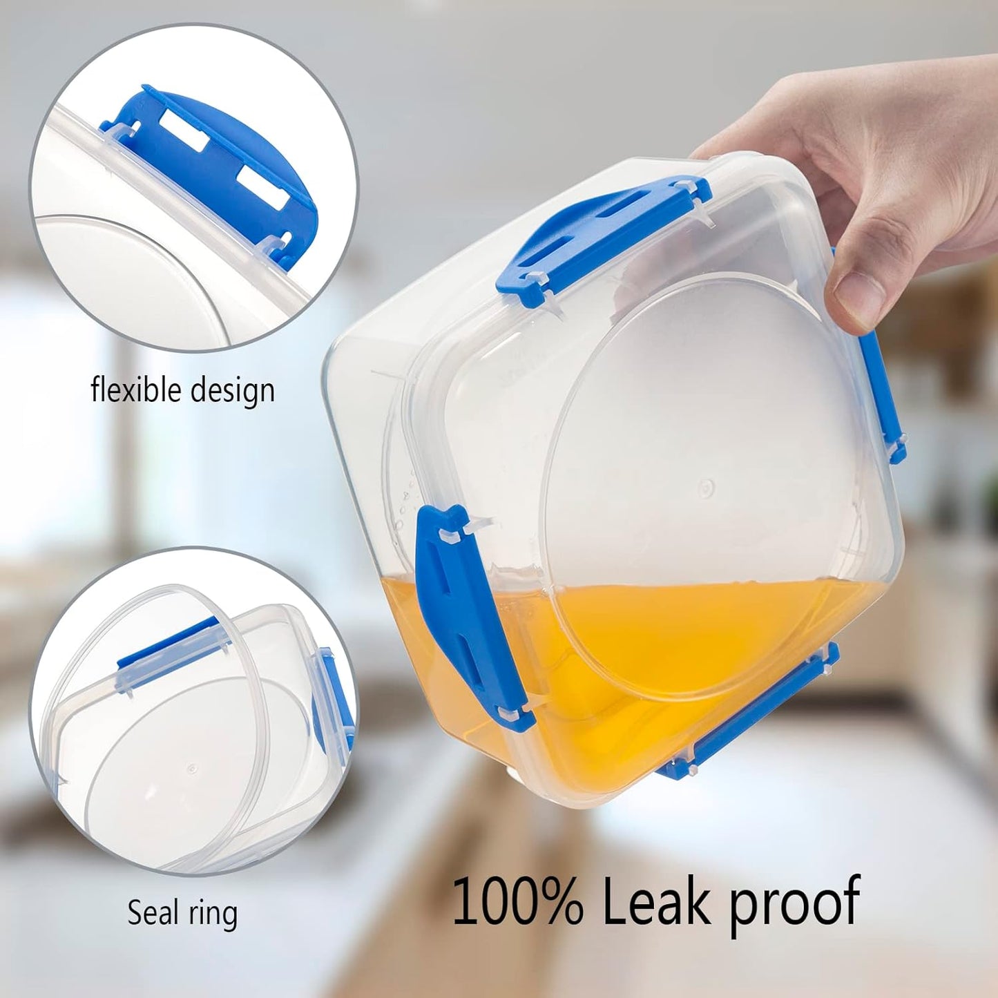 Airtight Lunch Containers 4-Pack BPA-Free Stackable Meal Prep Boxes 1100ml