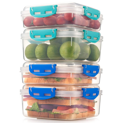 Airtight Lunch Containers 4-Pack BPA-Free Stackable Meal Prep Boxes 1100ml
