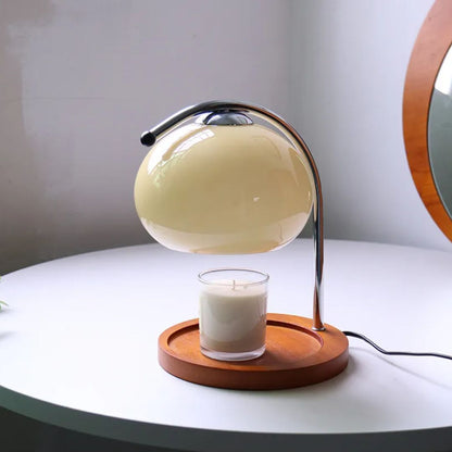 Alyssa Retro Glass Table Lamp with Candle Warmer Design