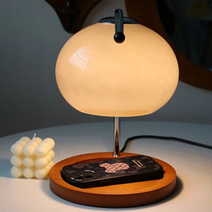 Alyssa Retro Glass Table Lamp with Candle Warmer Design