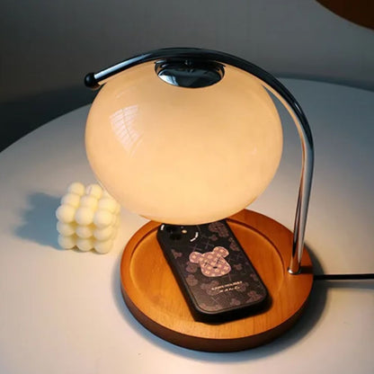 Alyssa Retro Glass Table Lamp with Candle Warmer Design