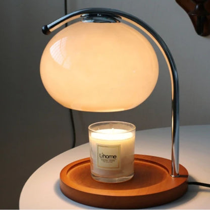 Alyssa Retro Glass Table Lamp with Candle Warmer Design