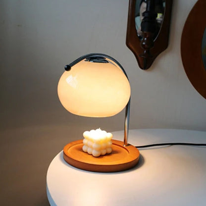 Alyssa Retro Glass Table Lamp with Candle Warmer Design