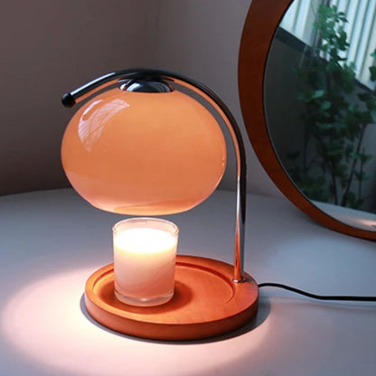 Alyssa Retro Glass Table Lamp with Candle Warmer Design