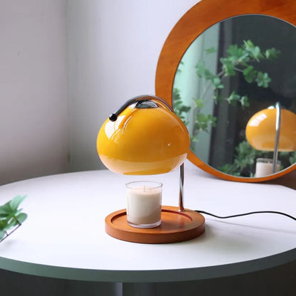 Alyssa Retro Glass Table Lamp with Candle Warmer Design