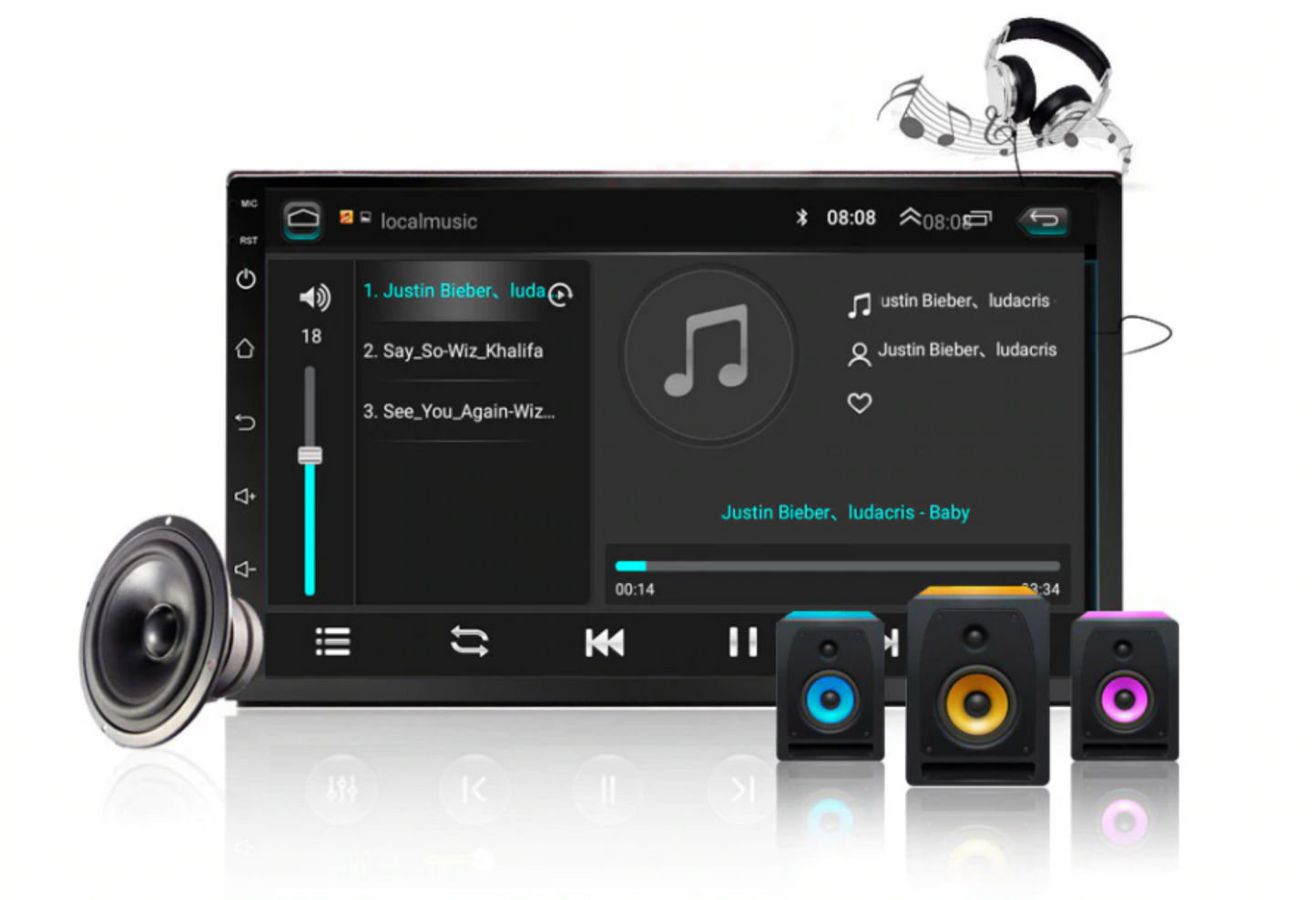 Android Double Din Car Stereo GPS Bluetooth Multimedia Player
