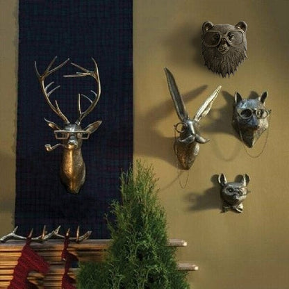 Animal Head Wall Decor Resin Hand Painted Figurines Home Wall Art
