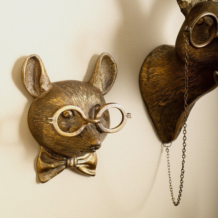 Animal Head Wall Decor Resin Hand Painted Figurines Home Wall Art