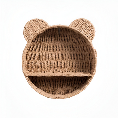Animal Shape Rattan Wall Shelf Handmade Decorative Storage Display Rack