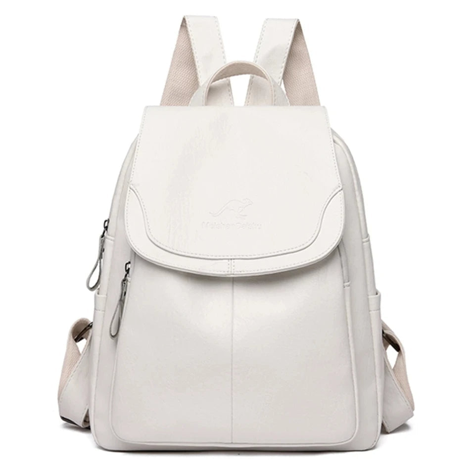 Anti Theft Leather Backpack Womens Secure Travel School Bag