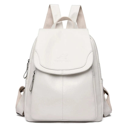 Anti Theft Leather Backpack Womens Secure Travel School Bag