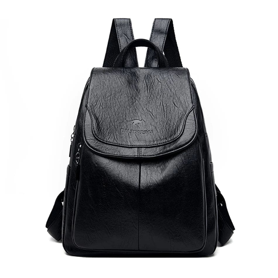Anti Theft Leather Backpack Womens Secure Travel School Bag