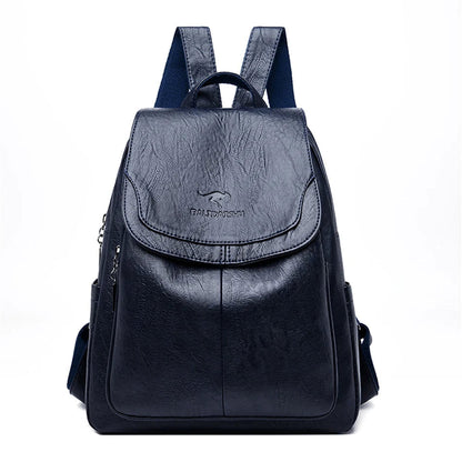 Anti Theft Leather Backpack Womens Secure Travel School Bag