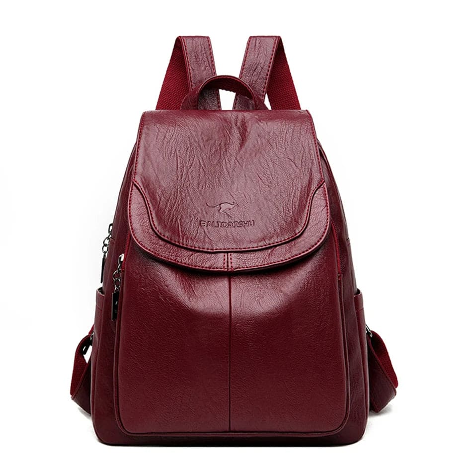 Anti Theft Leather Backpack Womens Secure Travel School Bag