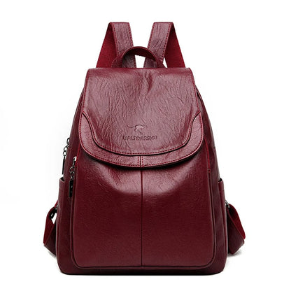 Anti Theft Leather Backpack Womens Secure Travel School Bag
