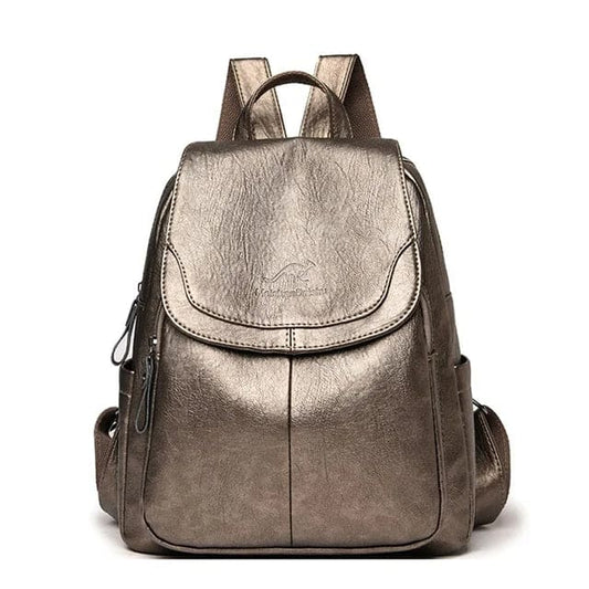Anti Theft Leather Backpack Womens Secure Travel School Bag