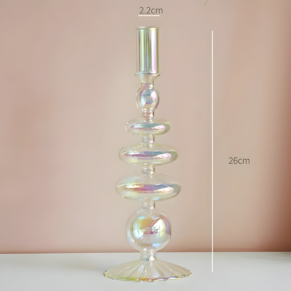 Art Glass Candle Holder Colourful Decorative Vase Ornament