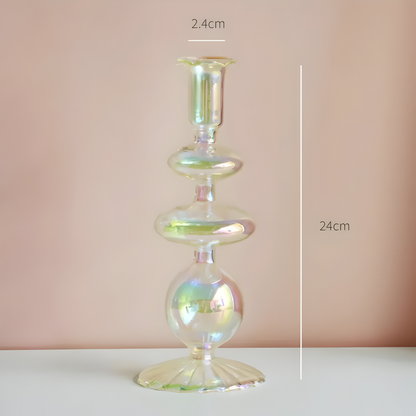 Art Glass Candle Holder Colourful Decorative Vase Ornament