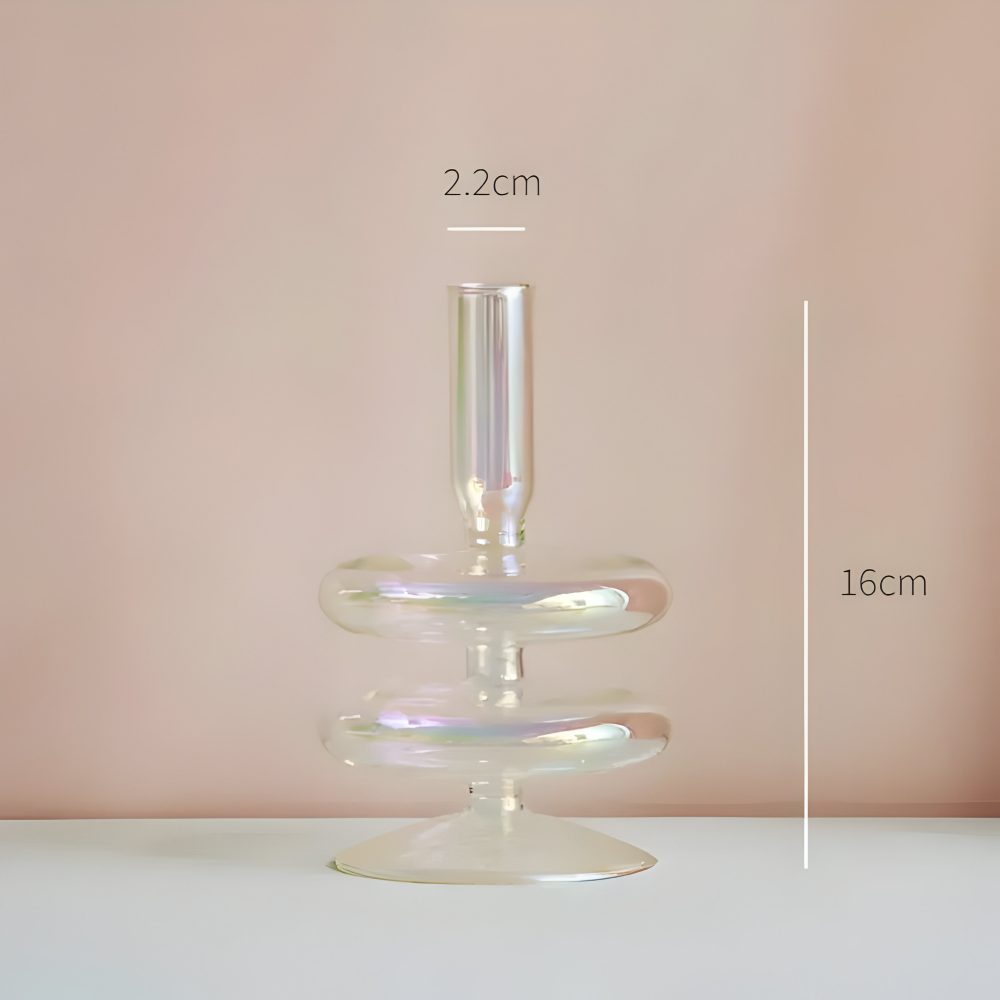 Art Glass Candle Holder Colourful Decorative Vase Ornament