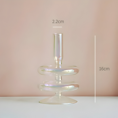 Art Glass Candle Holder Colourful Decorative Vase Ornament