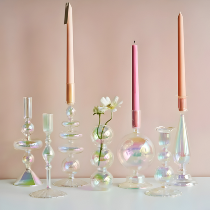 Art Glass Candle Holder Colourful Decorative Vase Ornament