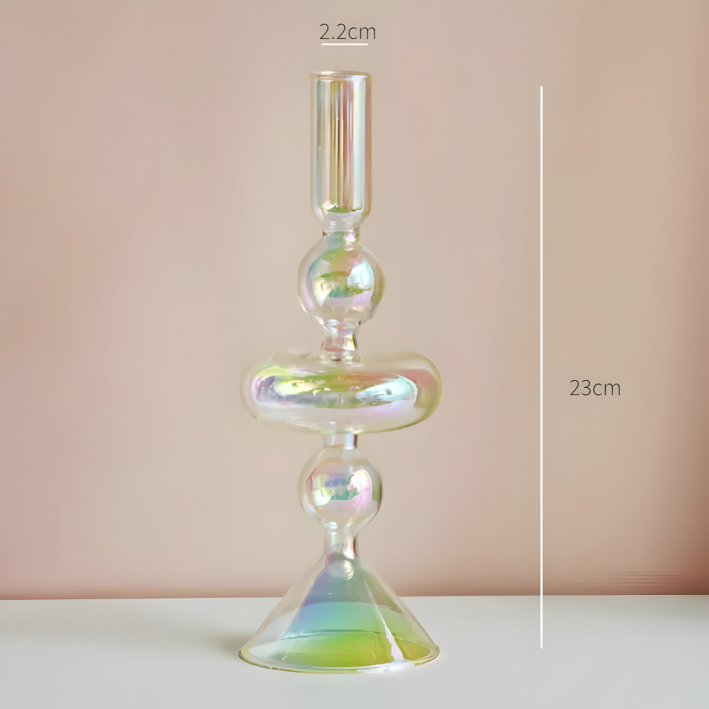 Art Glass Candle Holder Colourful Decorative Vase Ornament