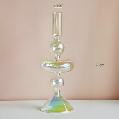 Art Glass Candle Holder Colourful Decorative Vase Ornament