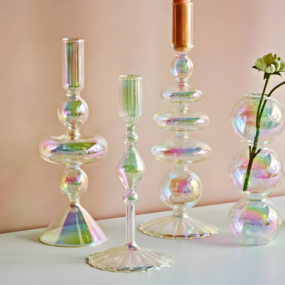 Art Glass Candle Holder Colourful Decorative Vase Ornament