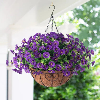 Artificial Silk Flower Hanging Basket for Indoor Outdoor Home Decor