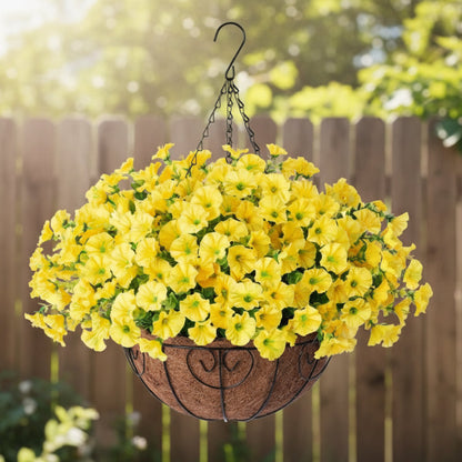 Artificial Silk Flower Hanging Basket for Indoor Outdoor Home Decor