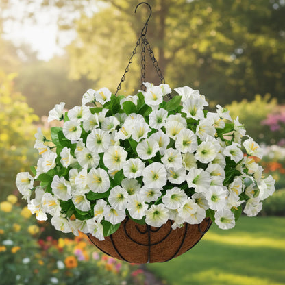 Artificial Silk Flower Hanging Basket for Indoor Outdoor Home Decor