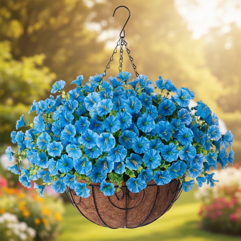 Artificial Silk Flower Hanging Basket for Indoor Outdoor Home Decor