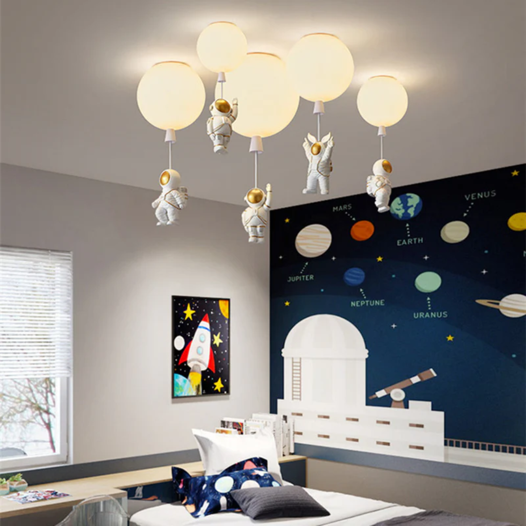 Astronaut Moon LED Ceiling Light for Kids Bedroom and Nursery