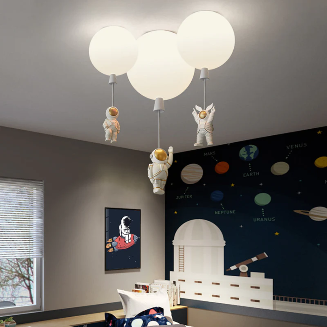 Astronaut Moon LED Ceiling Light for Kids Bedroom and Nursery