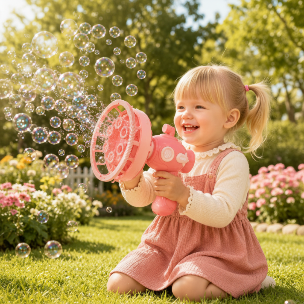 Automatic Bubble Gun Toy for Kids Outdoor Party and Backyard Play