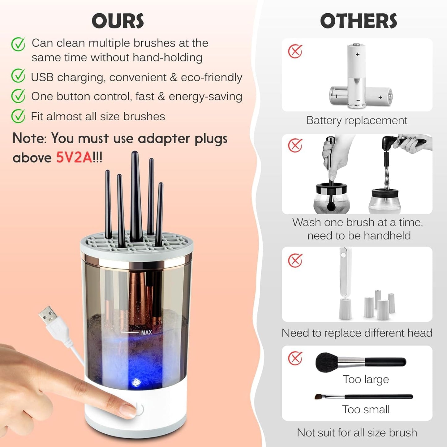 Automatic Makeup Brush Cleaner Electric Rotating Clean Dryer Tool