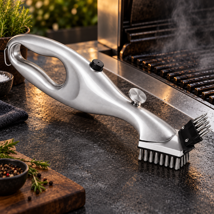 BBQ Steam Cleaning Brush with Easy-Grip Handle and Fillable Water Canister