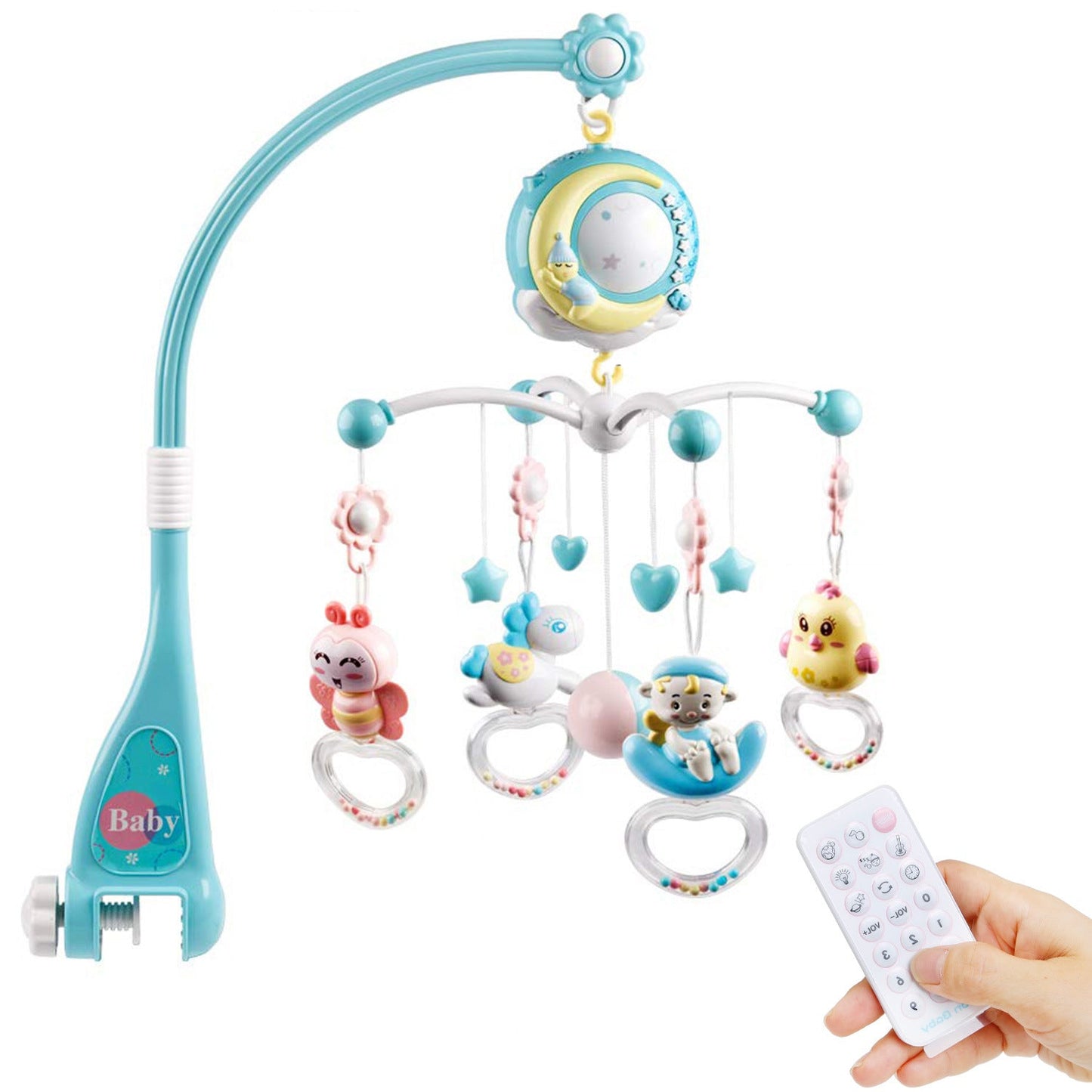 Baby Crib Mobile Musical Rotating Toys Remote Control Nursery Mobile