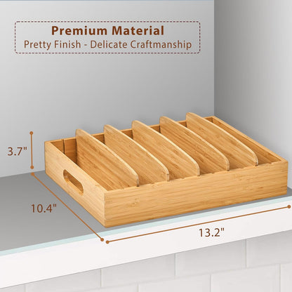 Bamboo Kitchen Lid Organizer Adjustable Storage Rack for Containers
