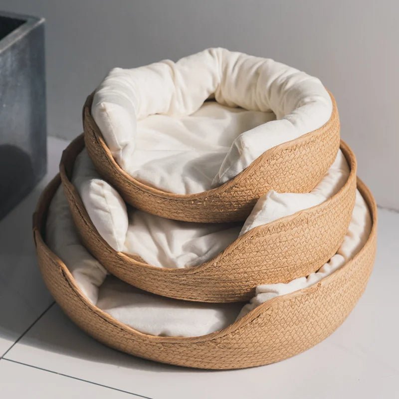 Bamboo Pet Basket Breathable Cat Dog Sleeping Bed