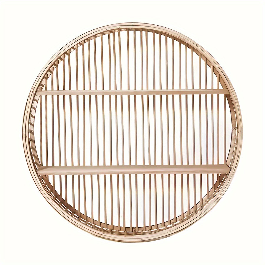 Bamboo Round Wall Shelf Handmade Storage Display Decor