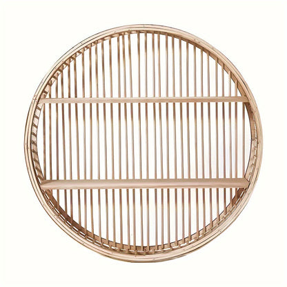Bamboo Round Wall Shelf Handmade Storage Display Decor