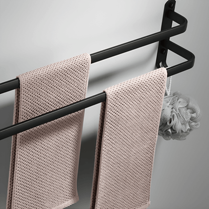 Bathroom Towel Rack With Hooks Wall Mounted Space Saving Towel Holder
