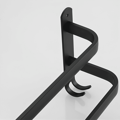 Bathroom Towel Rack With Hooks Wall Mounted Space Saving Towel Holder