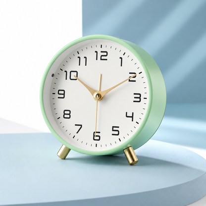 Battery-Operated Scandinavian Table Clock with Silent Sweep Movement