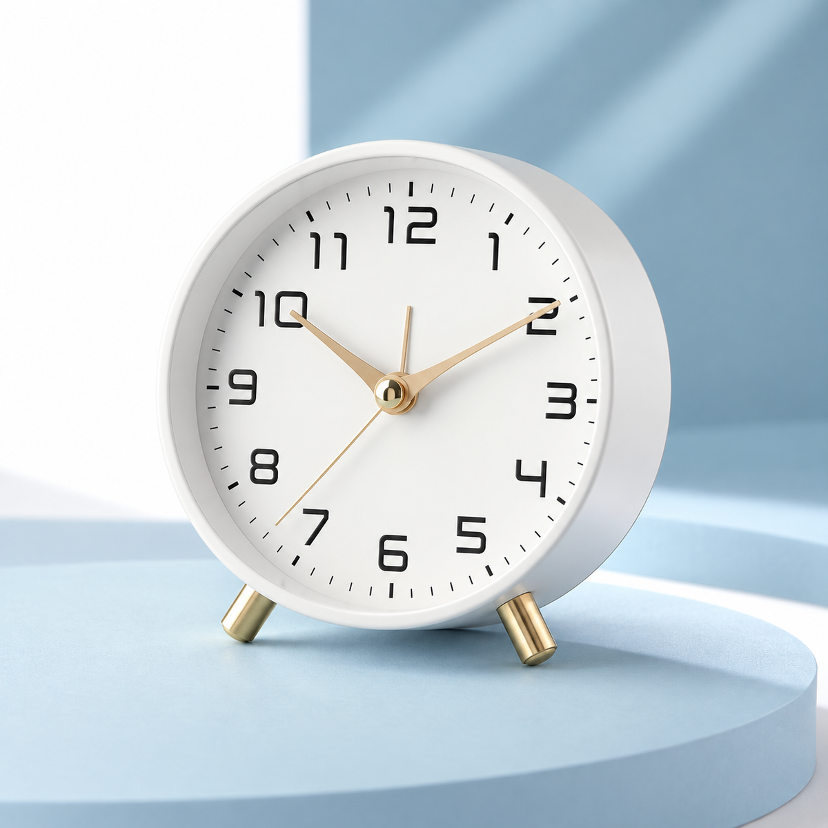 Battery-Operated Scandinavian Table Clock with Silent Sweep Movement
